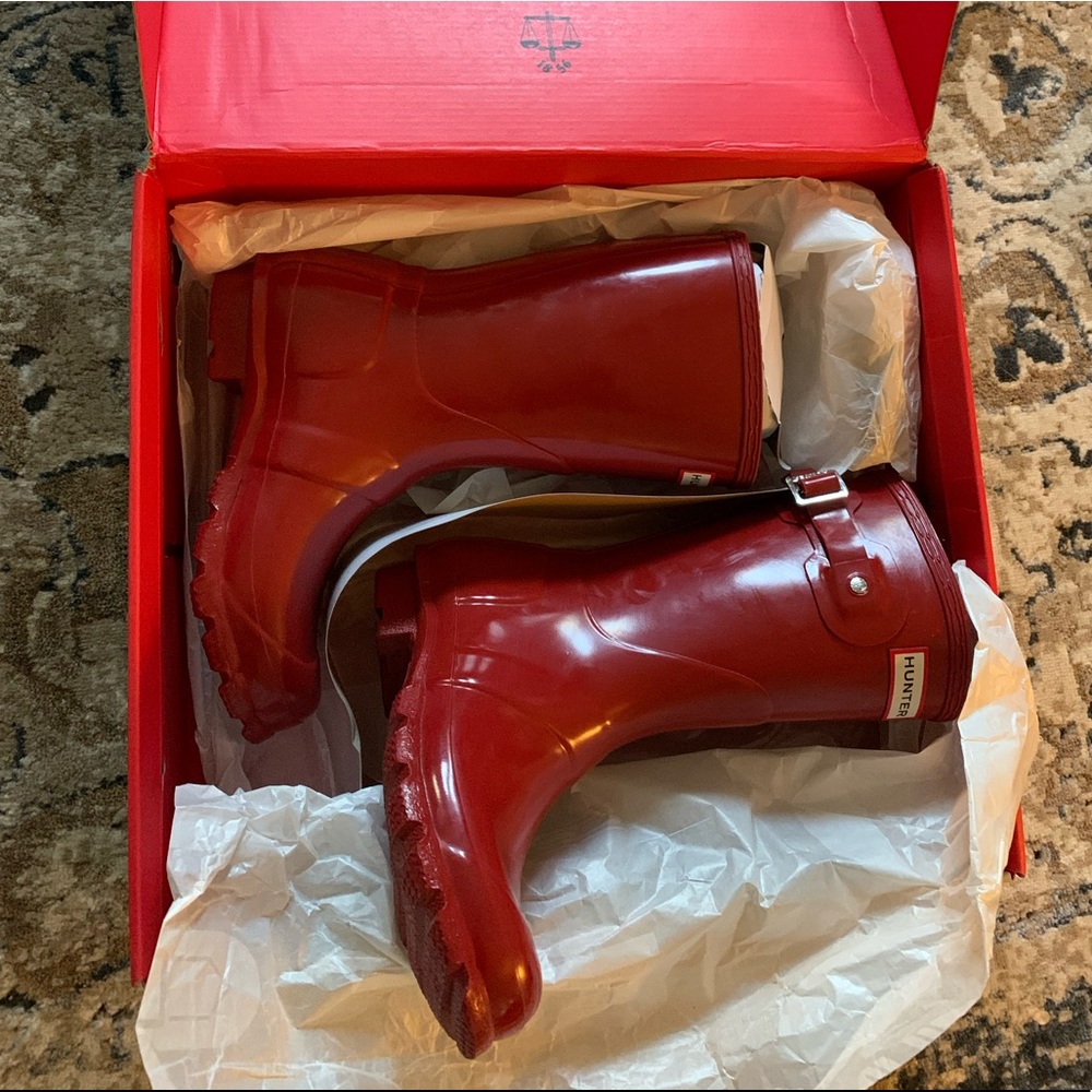 Hunter original gloss short boots Red